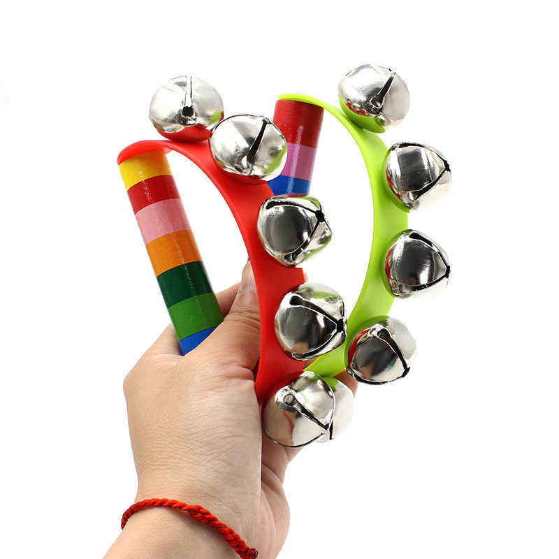 Rainbow Hand Jingle Bells Wood - đánh giá và giá A Musical Instrument You Shake